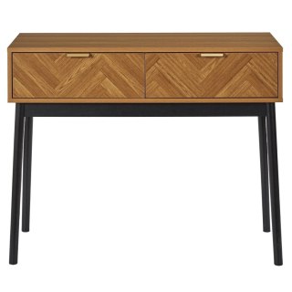 KONSOLA RETRO LOFT, JODEŁKA, DĄB, CZARNE NOGI, 2 SZUFLADY, DO SALONU
