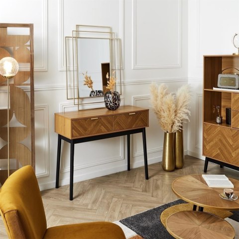 KONSOLA RETRO LOFT, JODEŁKA, DĄB, CZARNE NOGI, 2 SZUFLADY, DO SALONU KONSOLA RETRO LOFT, JODEŁKA, DĄB, CZARNE NOGI, 2 SZUFLADY, DO SALONU