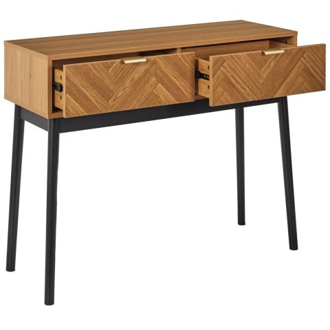 KONSOLA RETRO LOFT, JODEŁKA, DĄB, CZARNE NOGI, 2 SZUFLADY, DO SALONU KONSOLA RETRO LOFT, JODEŁKA, DĄB, CZARNE NOGI, 2 SZUFLADY, DO SALONU