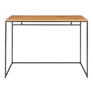 INDUSTRIALNE BIURKO LOFT, CZARNY METAL, DĘBOWY BLAT, 100 CM, KOMPUTEROWE