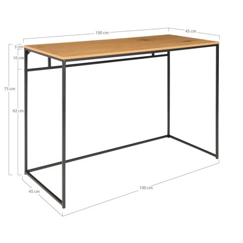 INDUSTRIALNE BIURKO LOFT, CZARNY METAL, DĘBOWY BLAT, 100 CM, KOMPUTEROWE INDUSTRIALNE BIURKO LOFT, CZARNY METAL, DĘBOWY BLAT, 100 CM, KOMPUTEROWE