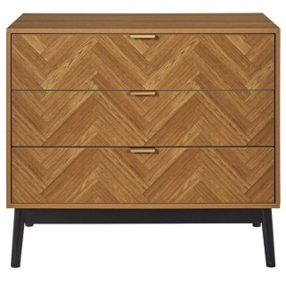 KOMODA NORDLY, JODEŁKA, SKANDYNAWSKA, RETRO, 3 SZUFLADY, DĘBOWA, SALON