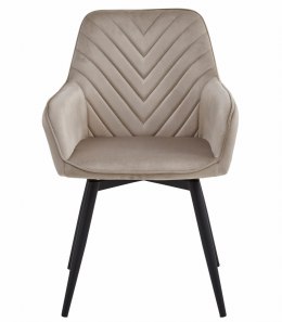 OBROTOWE KRZESŁO TAMARA BEŻOWE, TAPICEROWANE, DO JADALNI, Z PODŁOKIETNIKAMI