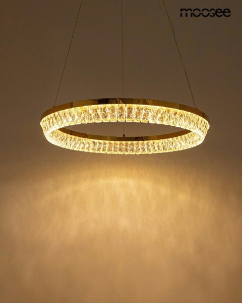 LAMPA WISZĄCA MOOSEE LUMINAR 80, ZŁOTA, KRYSZTAŁY, GLAMOUR, LED, SALON