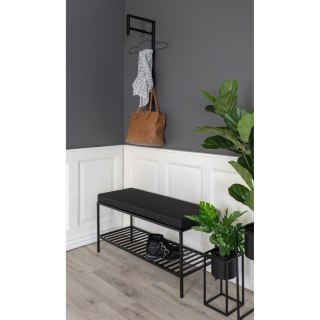 ŁAWKA DO PRZEDPOKOJU ATELIER, Z PÓŁKĄ NA BUTY, TAPICEROWANA, CZARNA, LOFT