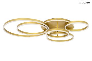 LAMPA SUFITOWA PLAFON LUCENTE ZŁOTA, LED, 6 RINGÓW, PILOT, MOOSEE, DESIGN