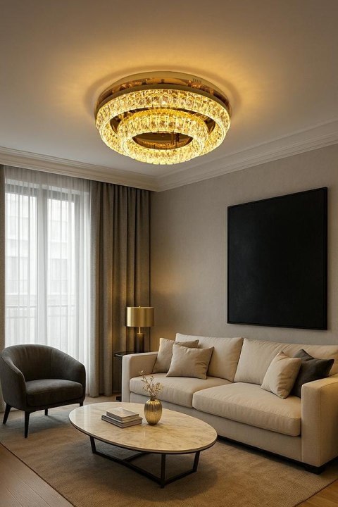 LAMPA SUFITOWA PLAFON LUMINOSO, ZŁOTA, KRYSZTAŁY, LED, MOOSEE, GLAMOUR