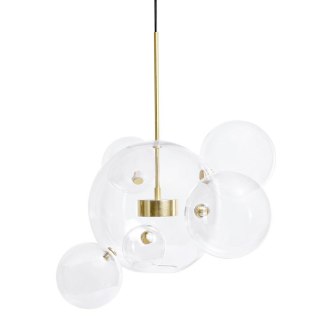 LAMPA WISZĄCA AURIA, SZKLANE KULE, ZŁOTA, NOWOCZESNA, DESIGN, SALON, LED