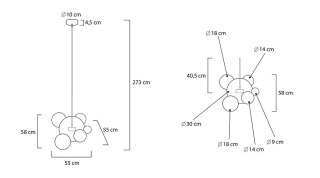 LAMPA WISZĄCA AURIA, SZKLANE KULE, ZŁOTA, NOWOCZESNA, DESIGN, SALON, LED