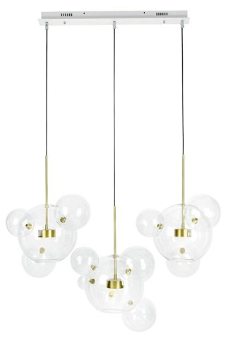 LAMPA WISZĄCA AUREOLA, SZKLANE KULE, LED, ZŁOTA, BAŃKI MYDLANE, LOFT