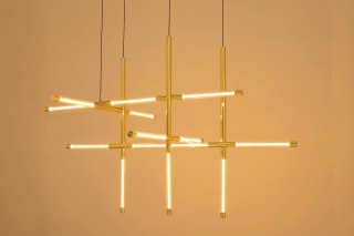 LAMPA WISZĄCA MOOSEE AURAIA, ZŁOTA, LED 30W, NOWOCZESNA, SALON, MIKADO