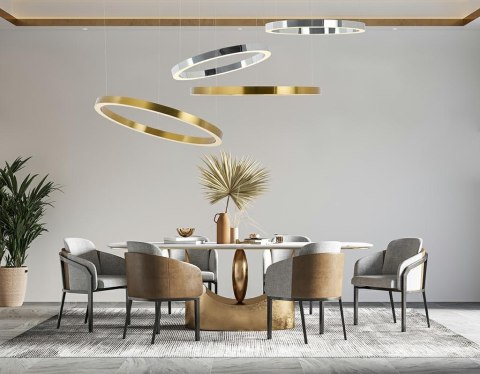 LAMPA WISZĄCA LED RING 80CM ZŁOTA AURELIA, NOWOCZESNA, DO SALONU, 50W