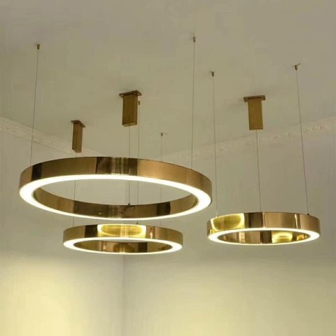 LAMPA WISZĄCA LED RING 80CM ZŁOTA AURELIA, NOWOCZESNA, DO SALONU, 50W