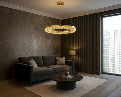 LAMPA WISZĄCA MOOSEE LUMINAR 80, ZŁOTA, KRYSZTAŁY, GLAMOUR, LED, SALON