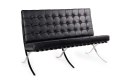 SOFA BARCELON PRESTIGE, CZARNA WŁOSKA SKÓRA NATURALNA, CHROMOWANA STAL, 150