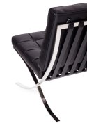 SOFA BARCELON PRESTIGE, CZARNA WŁOSKA SKÓRA NATURALNA, CHROMOWANA STAL, 150
