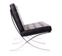 SOFA BARCELON PRESTIGE, CZARNA WŁOSKA SKÓRA NATURALNA, CHROMOWANA STAL, 150