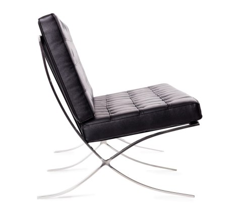 SOFA BARCELON PRESTIGE, CZARNA WŁOSKA SKÓRA NATURALNA, CHROMOWANA STAL, 150 SOFA BARCELON PRESTIGE, CZARNA WŁOSKA SKÓRA NATURALNA, CHROMOWANA STAL, 150