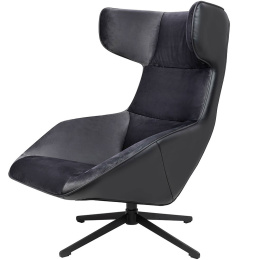 NOWOCZESNY CZARNY FOTEL OBROTOWY BLASTER, DO GABINETU, CZARNY METAL, LOFT
