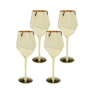 KIELISZKI DO WINA KARE AZZURRO DIAMOND, ZŁOTE, 660ML, KOMPLET 4 SZT, DESIGN