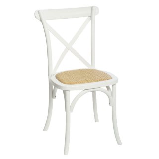 RUSTYKALNE KRZESŁO VINTAGE, DREWNO, BIAŁE, RATTAN, ELEGANCKIE, DO JADALNI