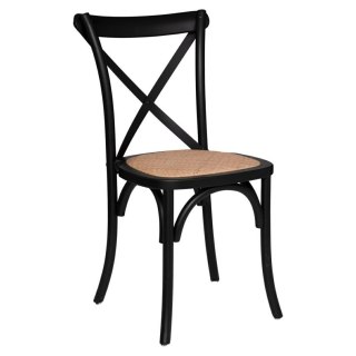 RUSTYKALNE KRZESŁO VINTAGE, DREWNO, CZARNE, RATTAN, ELEGANCKIE, DO JADALNI