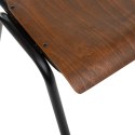 DREWNIANE KRZESŁO - RETRO LOFT, DO JADALNI, METALOWE NOGI, JESION, BRĄZOWE