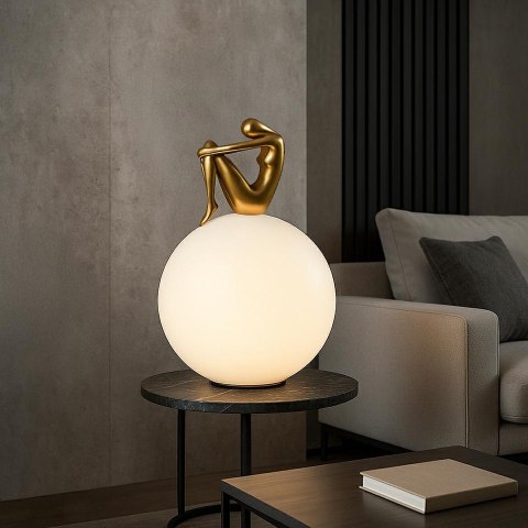 LAMPA PODŁOGOWA MOOSEE AURA, ZŁOTA, BIAŁA, DESIGNERSKA, POSTAĆ KOBIETY, E27