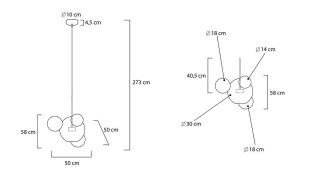 LAMPA WISZĄCA LED AERIS, SZKLANE KULE, DESIGN, NOWOCZESNA, BAŃKI MYDLANE