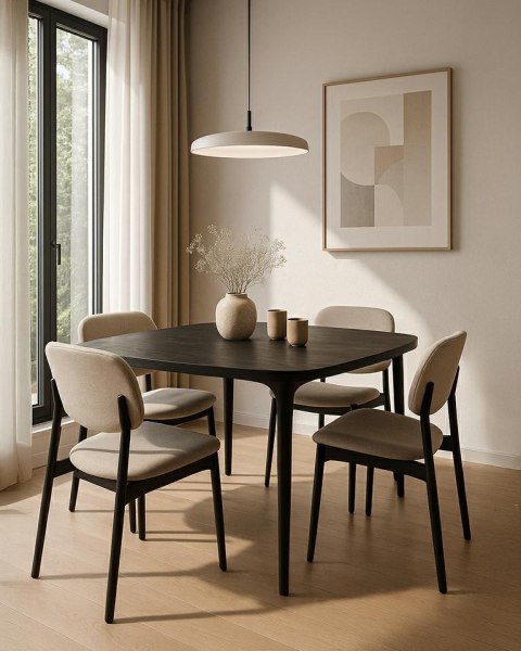 CZARNY STÓŁ LISBONA, LITE DREWNO, DO SALONU, DO JADALNI, ELEGANCKI, 120 CM CZARNY STÓŁ LISBONA, LITE DREWNO, DO SALONU, DO JADALNI, ELEGANCKI, 120 CM