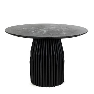 STÓŁ JADALNIANY NOBILE 120, CZARNY MARMUR, OKRĄGŁY, DREWNO MANGO, DESIGN