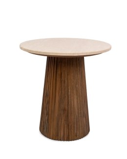 OKRĄGŁY STOLIK KAWOWY, MARMUROWY, LITE DREWNO, DO SALONU, ELEGANCKI, 50 CM