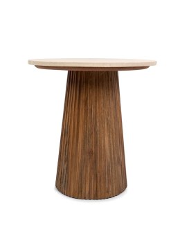 OKRĄGŁY STOLIK KAWOWY, MARMUROWY, LITE DREWNO, DO SALONU, ELEGANCKI, 50 CM