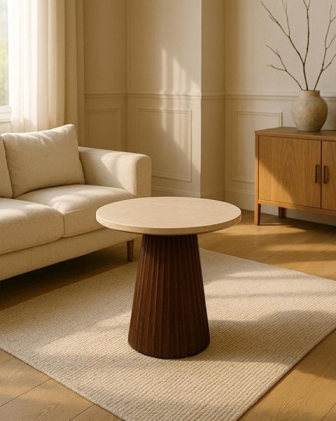 OKRĄGŁY STOLIK KAWOWY, MARMUROWY, LITE DREWNO, DO SALONU, ELEGANCKI, 50 CM OKRĄGŁY STOLIK KAWOWY, MARMUROWY, LITE DREWNO, DO SALONU, ELEGANCKI, 50 CM