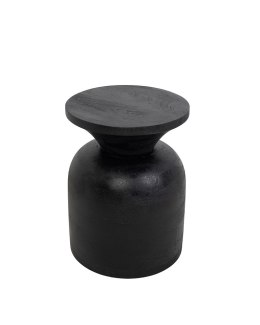 OKRĄGŁY CZARNY STOLIK KAWOWY, DO SALONU, MAŁY, ELEGANCKI, GLAMOUR, 35 CM