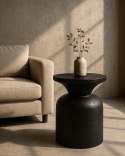 OKRĄGŁY CZARNY STOLIK KAWOWY, DO SALONU, MAŁY, ELEGANCKI, GLAMOUR, 35 CM
