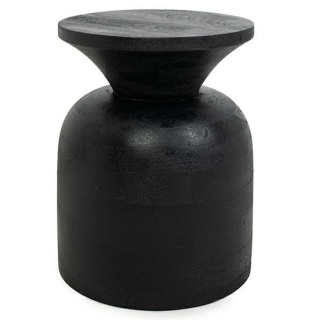 OKRĄGŁY CZARNY STOLIK KAWOWY, DO SALONU, MAŁY, ELEGANCKI, GLAMOUR, 35 CM