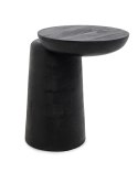NOWOCZESY CZARNY STOLIK DO SALONU, ASYMETRYCZNY, LITE DREWNO, BLAT 35 CM