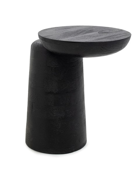 NOWOCZESY CZARNY STOLIK DO SALONU, ASYMETRYCZNY, LITE DREWNO, BLAT 35 CM NOWOCZESY CZARNY STOLIK DO SALONU, ASYMETRYCZNY, LITE DREWNO, BLAT 35 CM