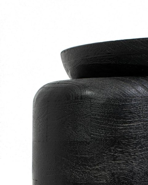 NOWOCZESY CZARNY STOLIK DO SALONU, ASYMETRYCZNY, LITE DREWNO, BLAT 35 CM NOWOCZESY CZARNY STOLIK DO SALONU, ASYMETRYCZNY, LITE DREWNO, BLAT 35 CM