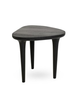 MAŁY CZARNY STOLIK KAWOWY LISBONA, TRÓJKĄTNY, LITE DREWNO, DO SALONU, 50 CM