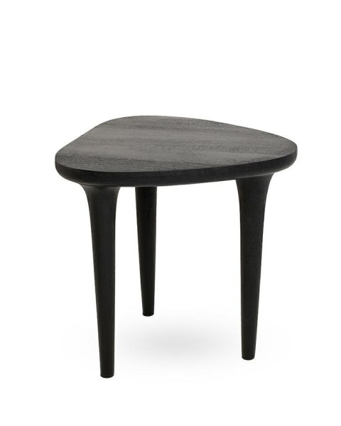 MAŁY CZARNY STOLIK KAWOWY LISBONA, TRÓJKĄTNY, LITE DREWNO, DO SALONU, 50 CM MAŁY CZARNY STOLIK KAWOWY LISBONA, TRÓJKĄTNY, LITE DREWNO, DO SALONU, 50 CM