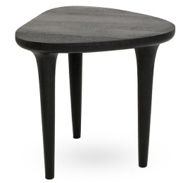 MAŁY CZARNY STOLIK KAWOWY LISBONA, TRÓJKĄTNY, LITE DREWNO, DO SALONU, 50 CM