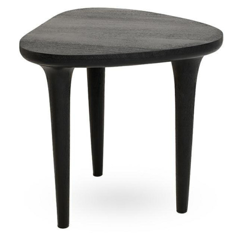 MAŁY CZARNY STOLIK KAWOWY LISBONA, TRÓJKĄTNY, LITE DREWNO, DO SALONU, 50 CM MAŁY CZARNY STOLIK KAWOWY LISBONA, TRÓJKĄTNY, LITE DREWNO, DO SALONU, 50 CM