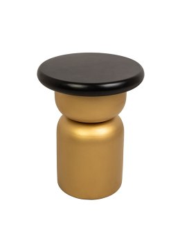 MAŁY OKRĄGŁY STOLIK KAWOWY, CZARNY BLAT, ZŁOTA NOGA, DO SALONU, 40 CM