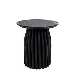 OKRĄGŁY CZARNY STOLIK KAWOWY, MARMUROWY - ARGENTINE, DO SALONU, 50 CM
