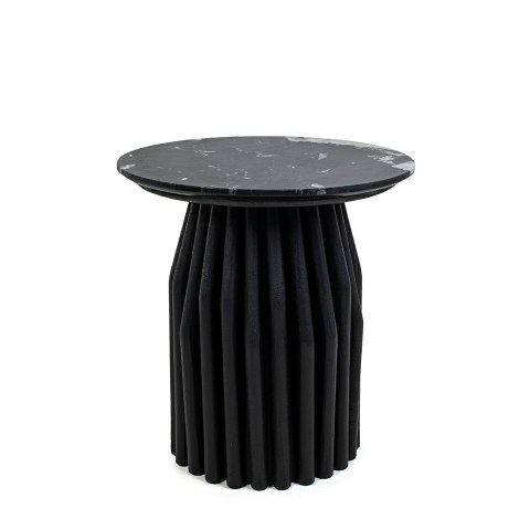 OKRĄGŁY CZARNY STOLIK KAWOWY, MARMUROWY - ARGENTINE, DO SALONU, 50 CM