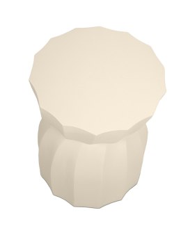 ELEGANCKI OKRĄGŁY STOLIK GLAMOUR - IVORY, BEŻOWY, DREWNO, DO SALONU, 35 CM