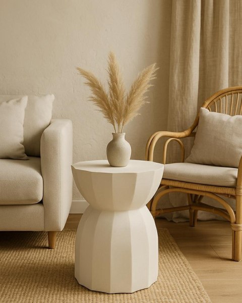ELEGANCKI OKRĄGŁY STOLIK GLAMOUR - IVORY, BEŻOWY, DREWNO, DO SALONU, 35 CM ELEGANCKI OKRĄGŁY STOLIK GLAMOUR - IVORY, BEŻOWY, DREWNO, DO SALONU, 35 CM