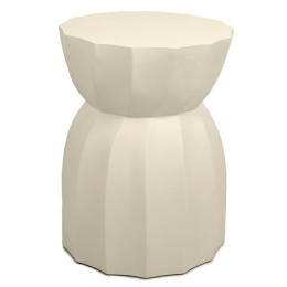ELEGANCKI OKRĄGŁY STOLIK GLAMOUR - IVORY, BEŻOWY, DREWNO, DO SALONU, 35 CM
